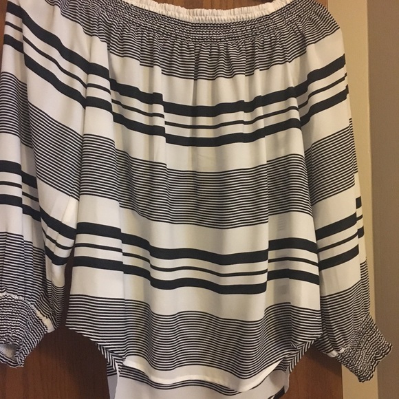 Express white and black striped top size medium. Worn once. - Picture 1 of 2